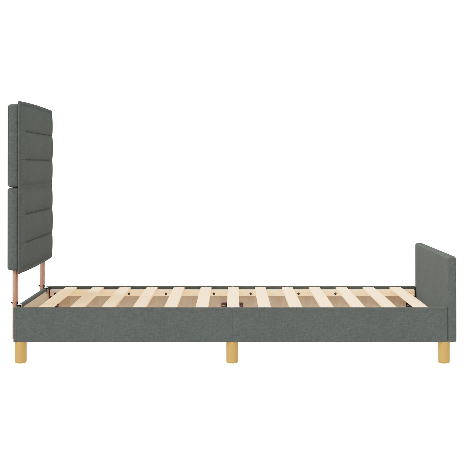 Bedframe Donkergrijs 80X200 Cm Stof Crème