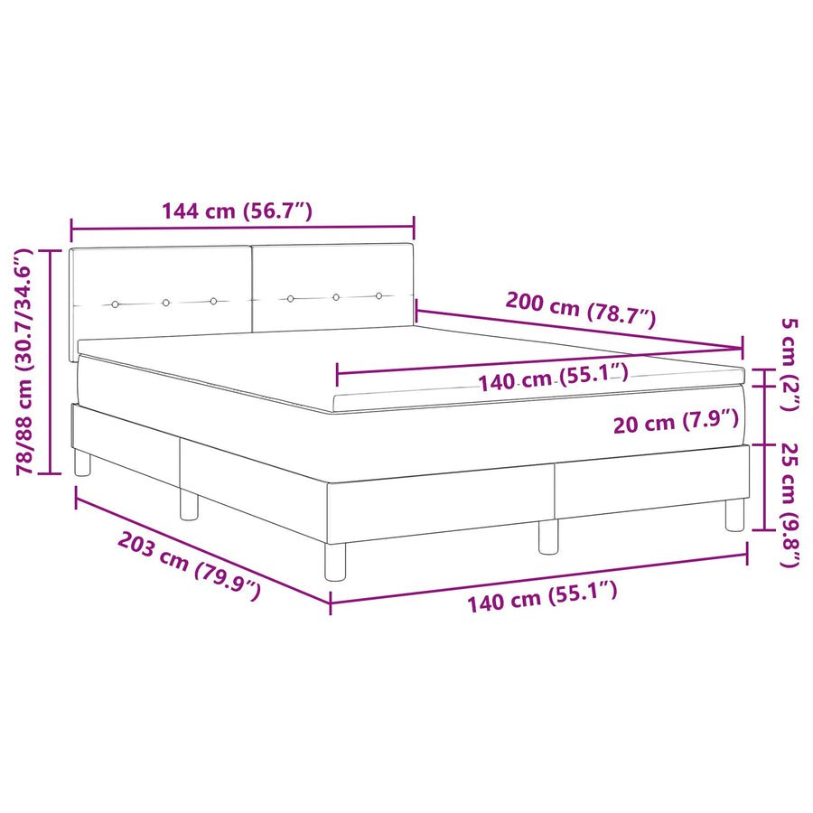 Boxspringbed Met Matras Stof Zwart 140 x 200 cm Knop tufted
