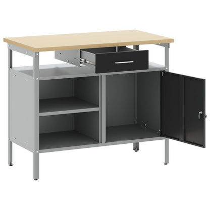 Werkbank Met Vergrendelbare Deur 100X55X85 Cm Staal Zwart en grijs