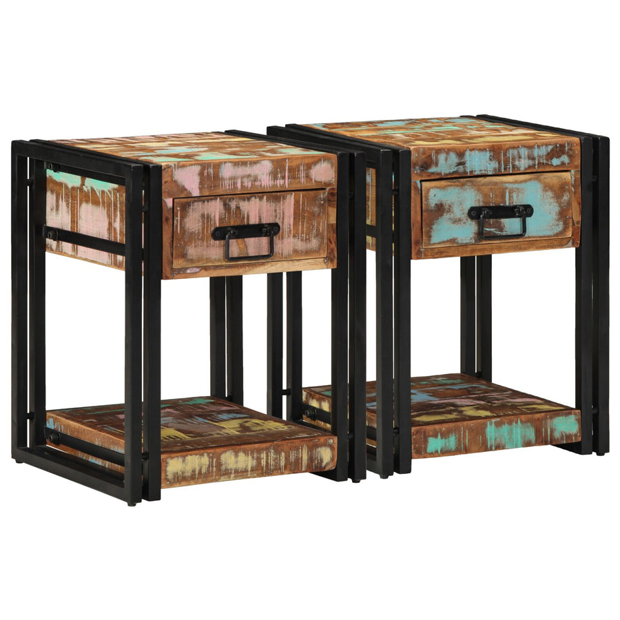 Nachtkastjes 2 Stuks 40 x 40 x 50 cm Massief Gerecycled Hout