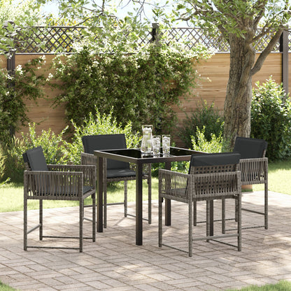 5-Delige Tuinset Met Kussens Grijs Poly Riet