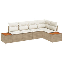 5-Delig Tuinbankstel Met Kussens Beige Poly Rattan Acacia