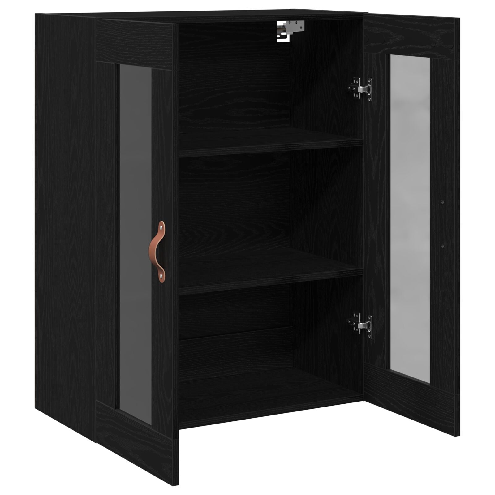 Wandkast Met Glazen Deuren Zwart Eiken 69,5X34X90 Cm