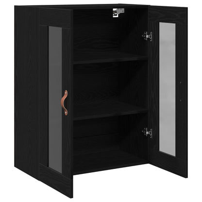 Wandkast Met Glazen Deuren Zwart Eiken 69,5X34X90 Cm