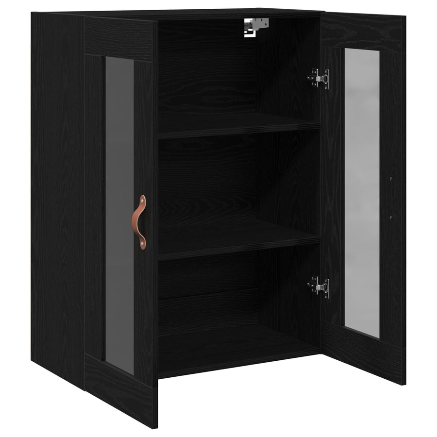 Wandkast Met Glazen Deuren Zwart Eiken 69,5X34X90 Cm