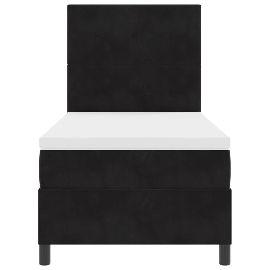 Boxspring Bed Met Matras Zwart 80X200 Cm Velvet Blauw