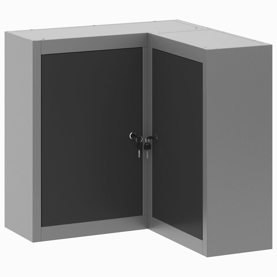 Hoek Gereedschapskast Muurbevestiging En Vergrendelbaar Staal 55 cm Zwart en grijs Hoekwandkast
