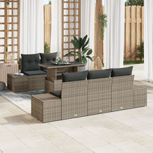 Tuin Sofa Set Set Van 6 Grijs Rattan, Polyestervezel, Staal