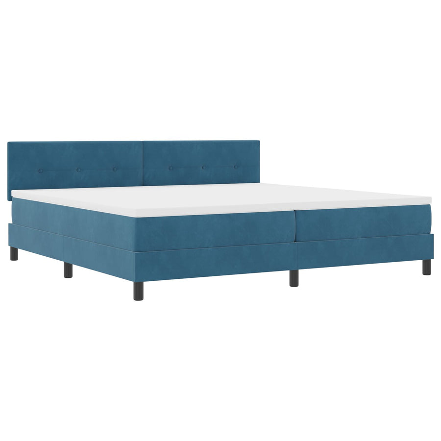 Boxspring Bed Met Matras Donkerblauw 200X200 Cm Fluweel Blauw
