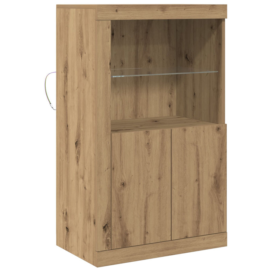 Dressoir Met Led-Verlichting Artisan Eiken 60,5X37X100 Cm