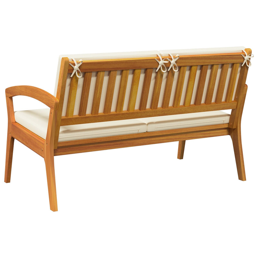 Tuin Met Kussens 115X70X72 Cm Massief Acaciahout Crème wit Bank