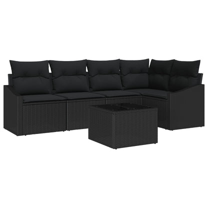 Tuin Sofa Set Set Van 6 Zwart Rattan, Stalen Frame Tuin Sofa Set
