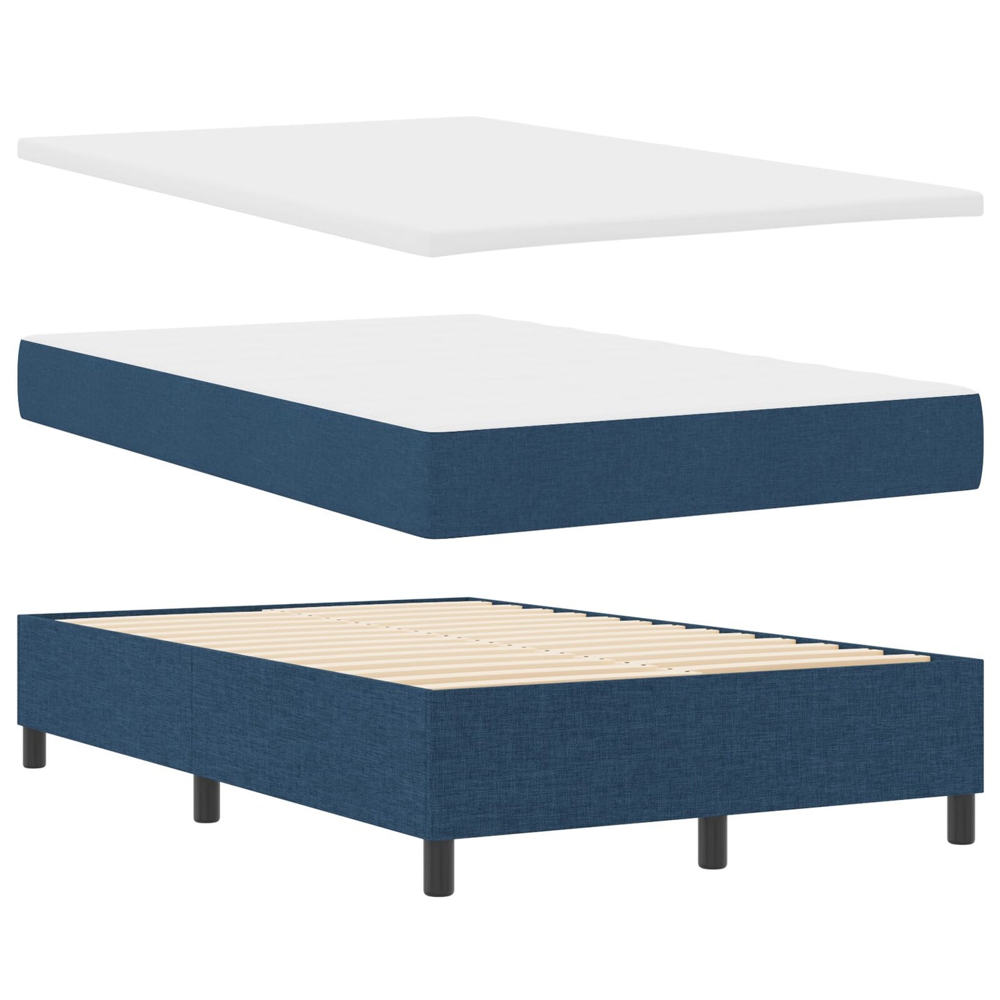 Boxspringbed Met Matras In , Klein Dubbel Stof Blauw 120 x 190 cm Knoop tufted