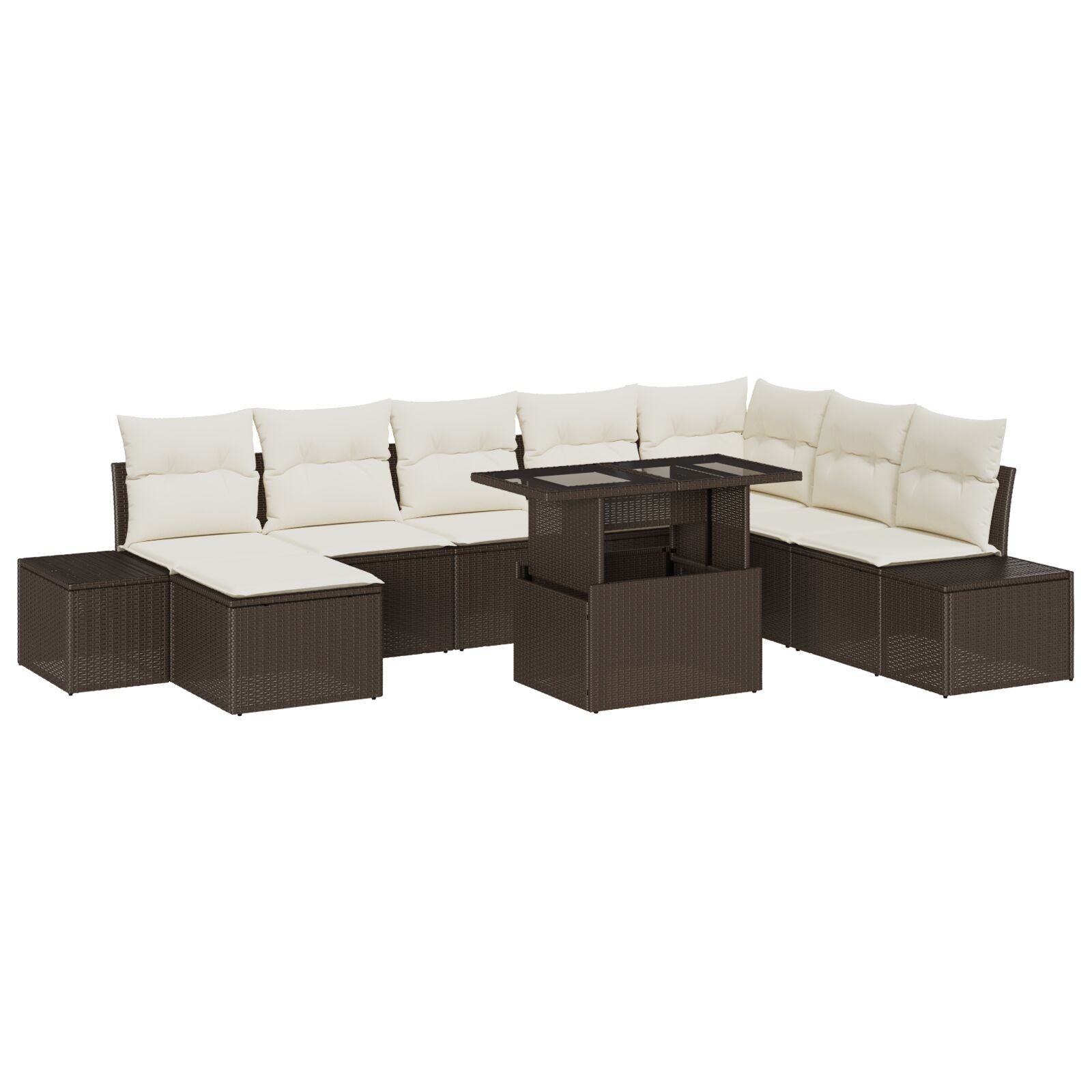 Tuin Sofa Set Set Van 9 Beige En Bruin