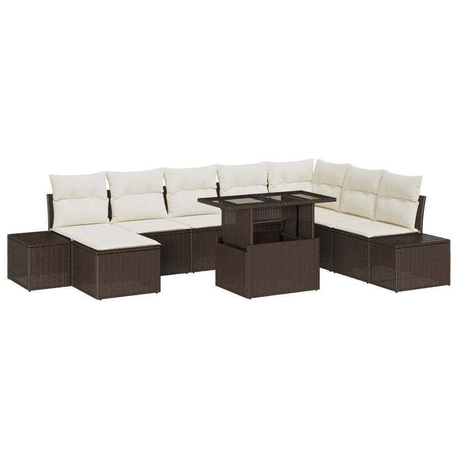 Tuin Sofa Set Set Van 9 Beige En Bruin