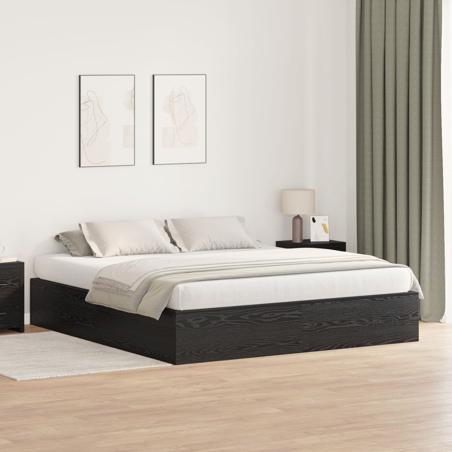 Opbergbedframe Zwart Eiken 200 x 200 cm