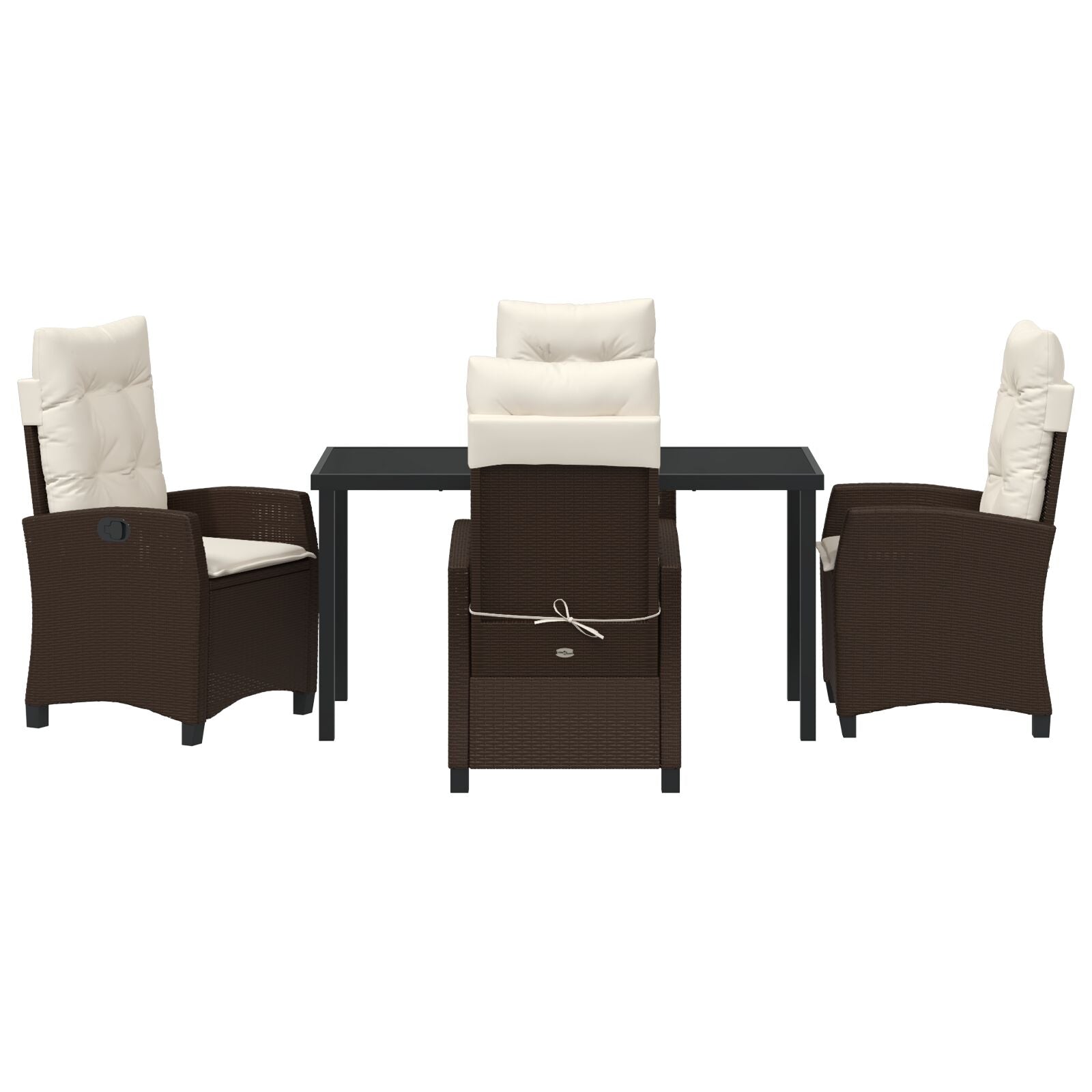 5-Delige Tuin Eetset Met Kussens Bruin Poly Rattan