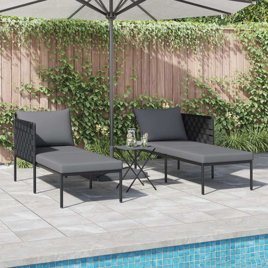 Zonnebed Met Kussens Voor 2 Personen Antraciet 115X153X69,5 Cm Staal Donkergrijs