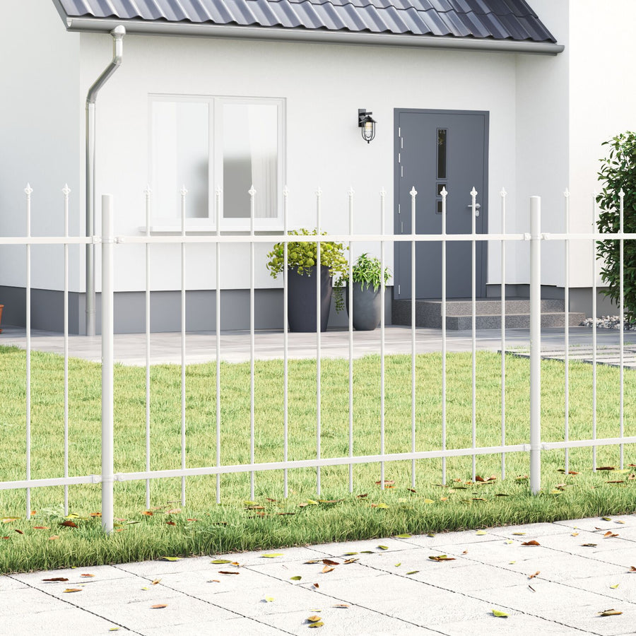 Tuinhek Met Puntige Top 15,3X1,2 M Staal Wit 1.2 m 15.3 m