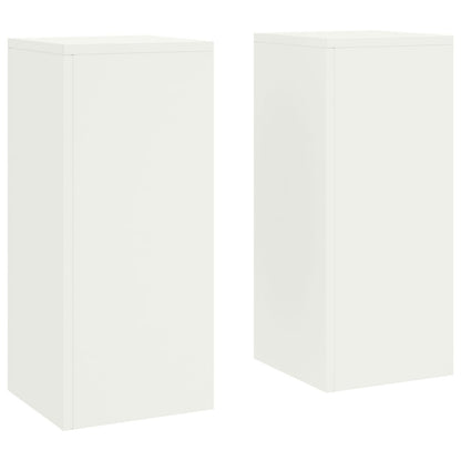 Buiten Plantstands Set Van 2 In , 24X24X55 Cm, Staal Wit 2x (55 cm)