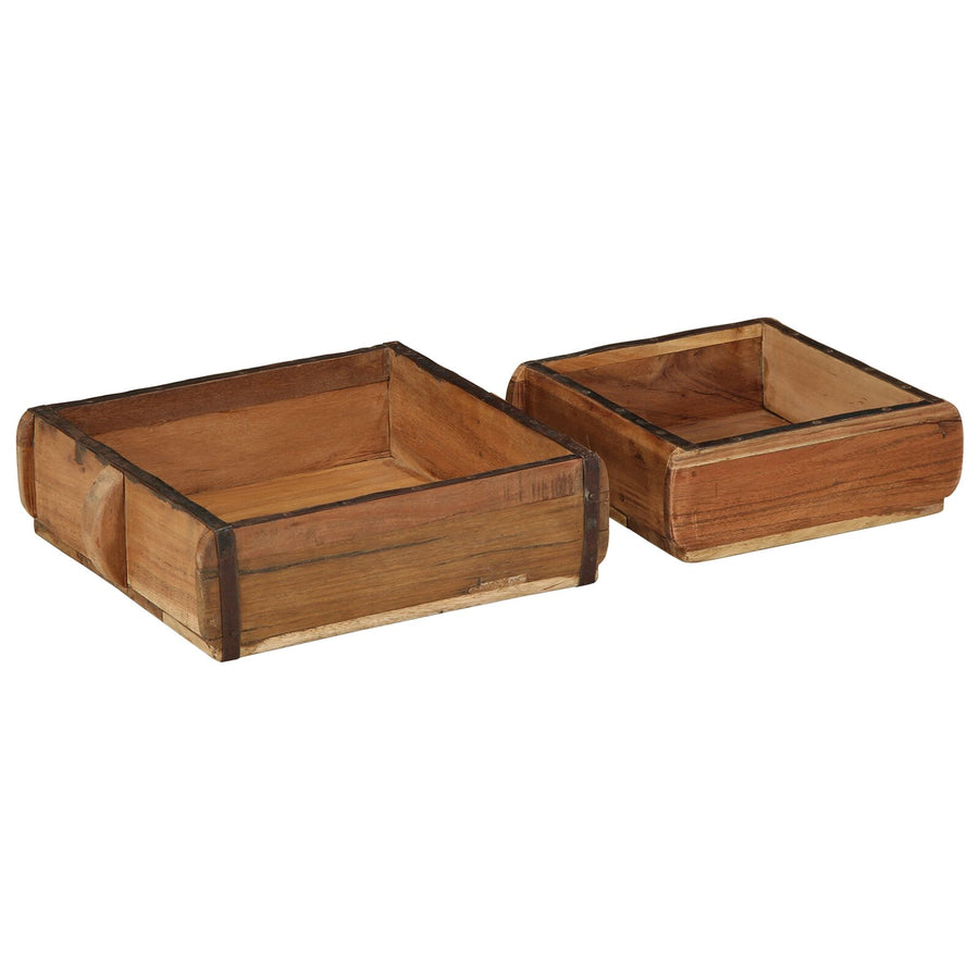 2-Delige Diensten Set Massief Hout Gerecycled 29 x 31 x 10 cm