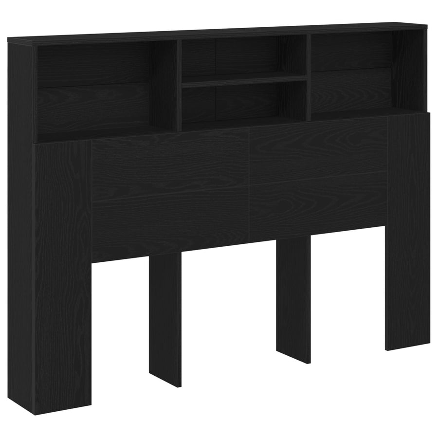 Hoofdbordkast - Zwart Eiken, 140X19X103,5 Cm, Gemaakt Van Bewerkt Hout