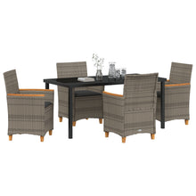 5-Delige Tuinset Met Kussens Grijs Poly Rattan