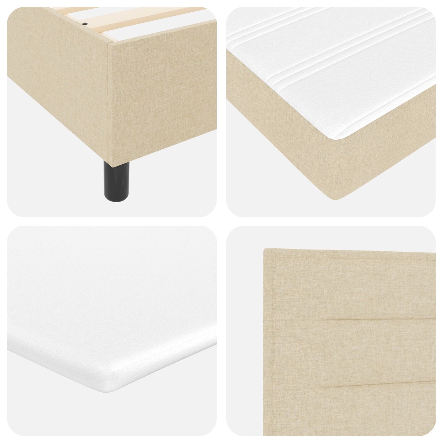 Boxspringbed Met Matras En Bank In Kleur Van Stof Crème 160 x 200 cm Lijnen ontwerp