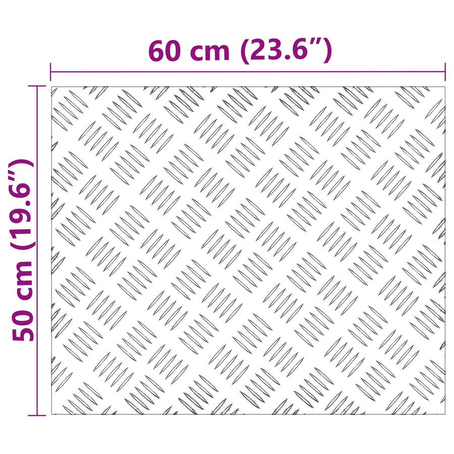 Aluminium Checker Platen 2 Stuks Antislip 60X50 Cm 60 x 50 x 0.2 cm Rechthoekig