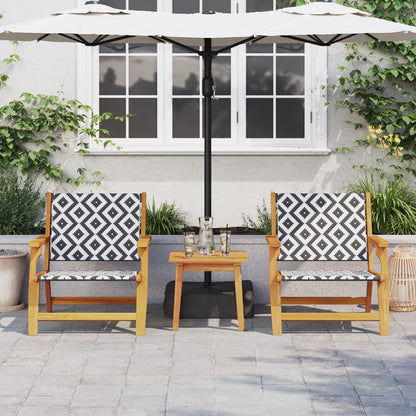 Tuinstoelen Met Tafel 3-Delige Set Zwart En Wit Massief Acaciahout Zwart-wit 2x stoel + tafel