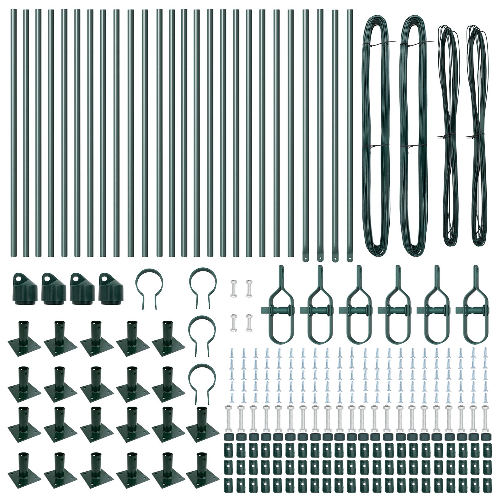 Schuttingpalen Set Van 26 Beton En Metaal 3.2 X 3.2 X Groen 90 cm 26x betonnen paal