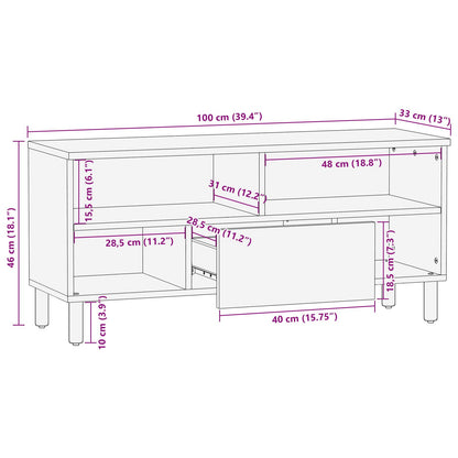 Tv-Kast 100X33,5X46 Cm Massief acaciahout