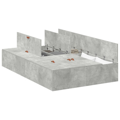 Bedframe Beton Eenpersoons Stevig Opbergbedframe Beton Grijs 120 x 200 cm