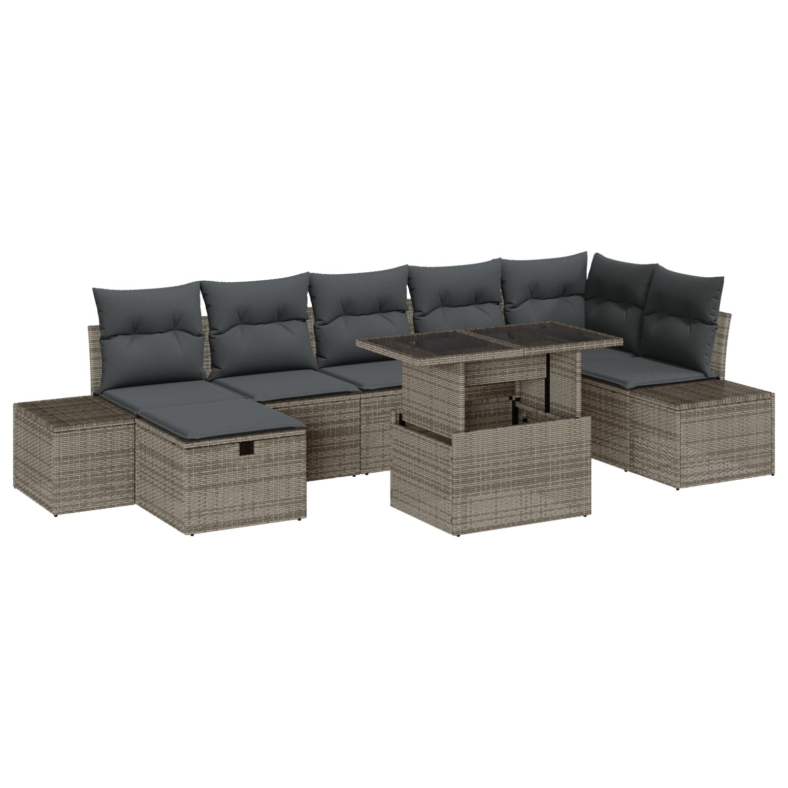 8-Delige Tuin Sofa Set Met Kussens Grijs Poly Rattan