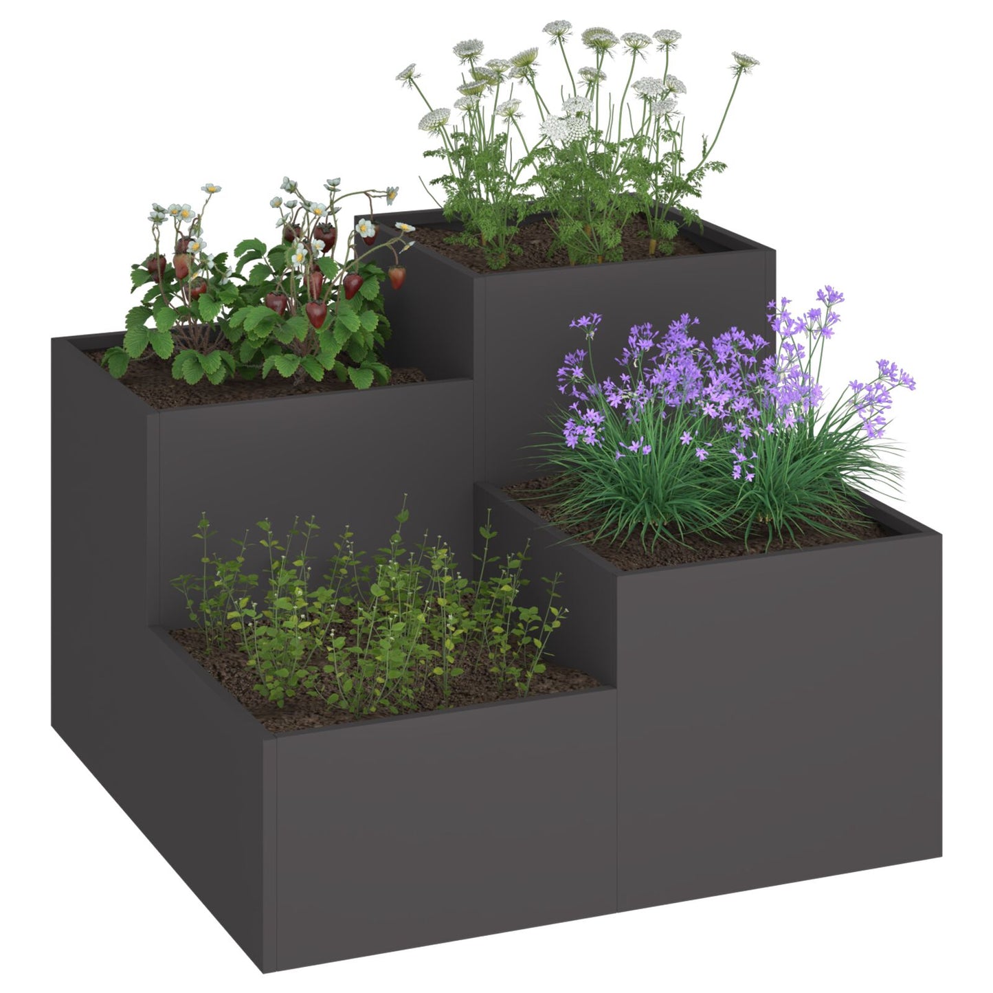 Tuinplantbak Staal Zwart 100 x 100 x 60 cm