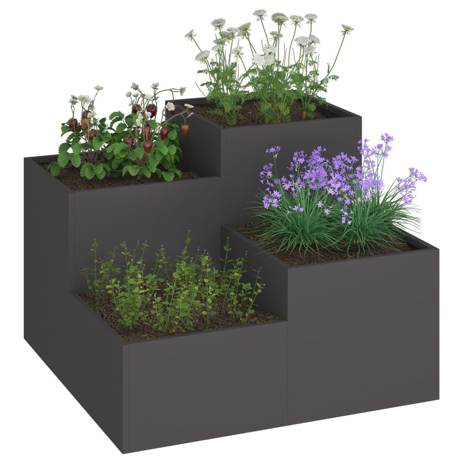 Tuinplantbak Staal Zwart 100 x 100 x 60 cm