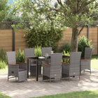Tuinset polyrattan grijs 7-delig