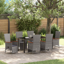 7-Delige Tuinset Met Kussens Grijs Poly Riet
