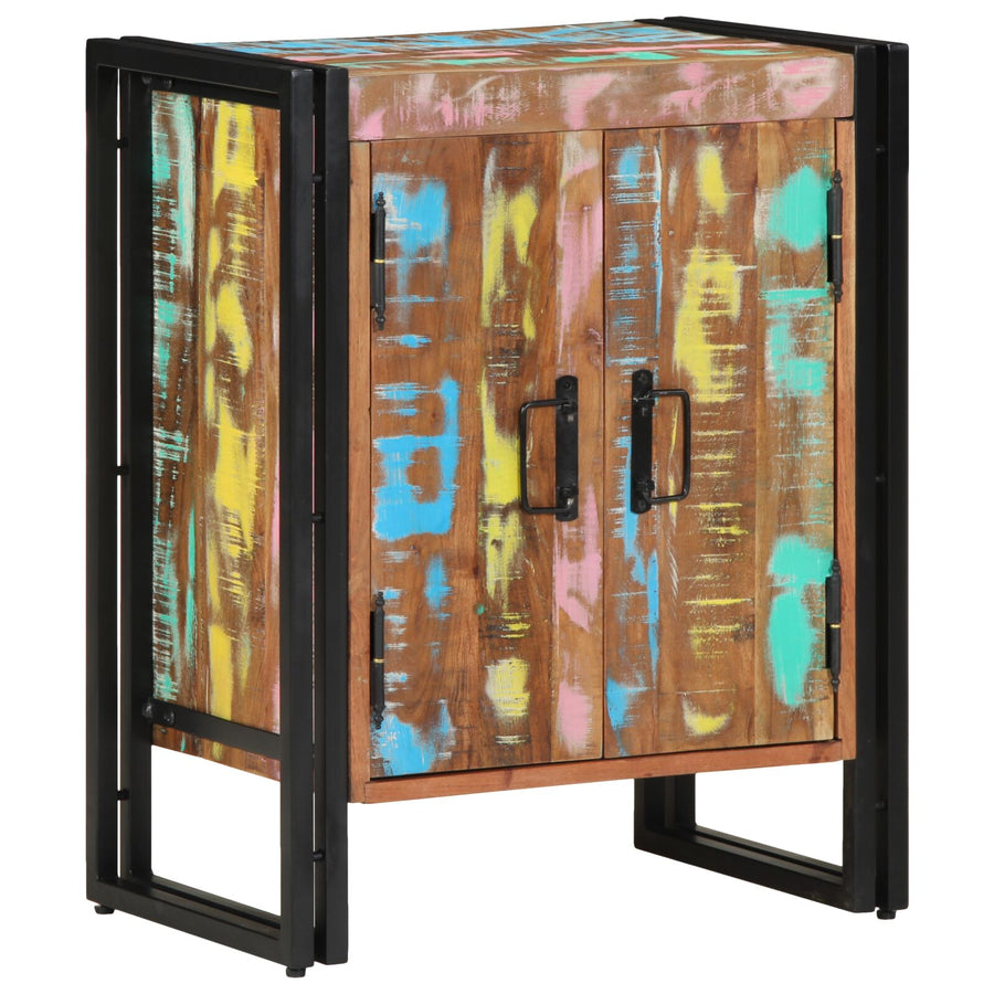 Schoenkast Zwart 30X30X40 Cm En Staal Massief gerecycled hout