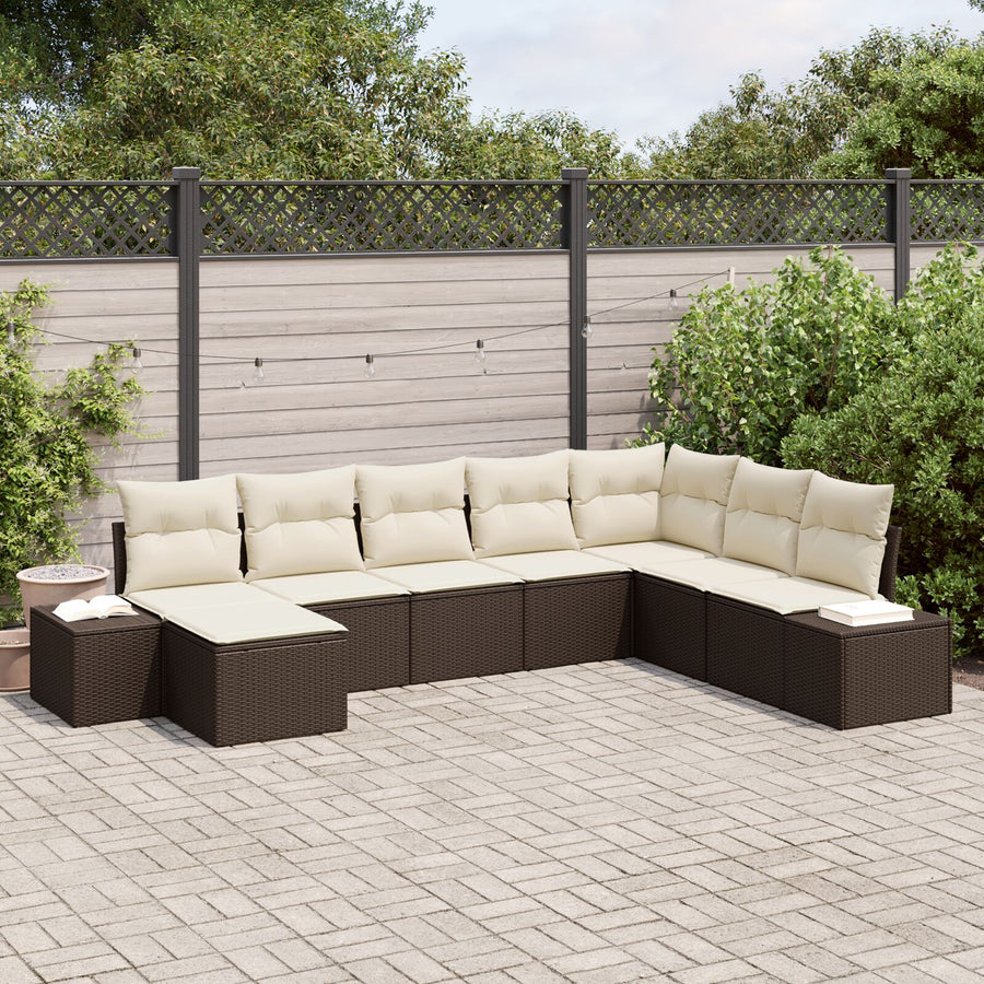 8-Delige Tuinbank Set Met Kussens Bruin Poly Rattan