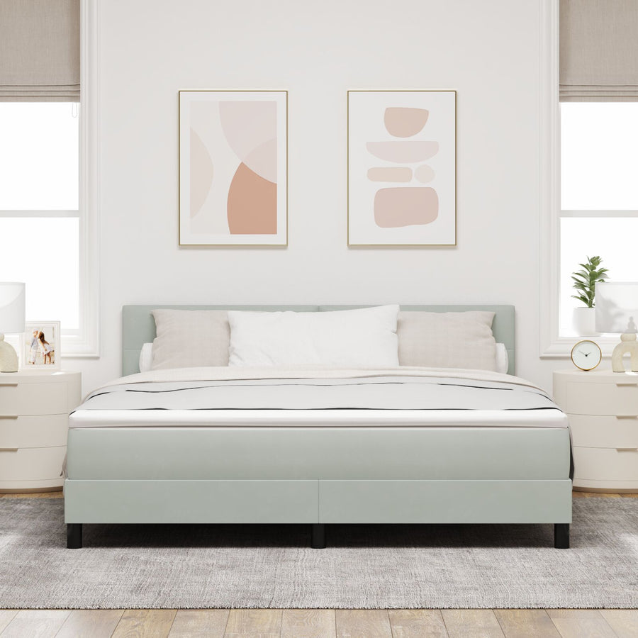 Boxspringbed Met Matras Lichtgrijs Super King Velvet Blauw