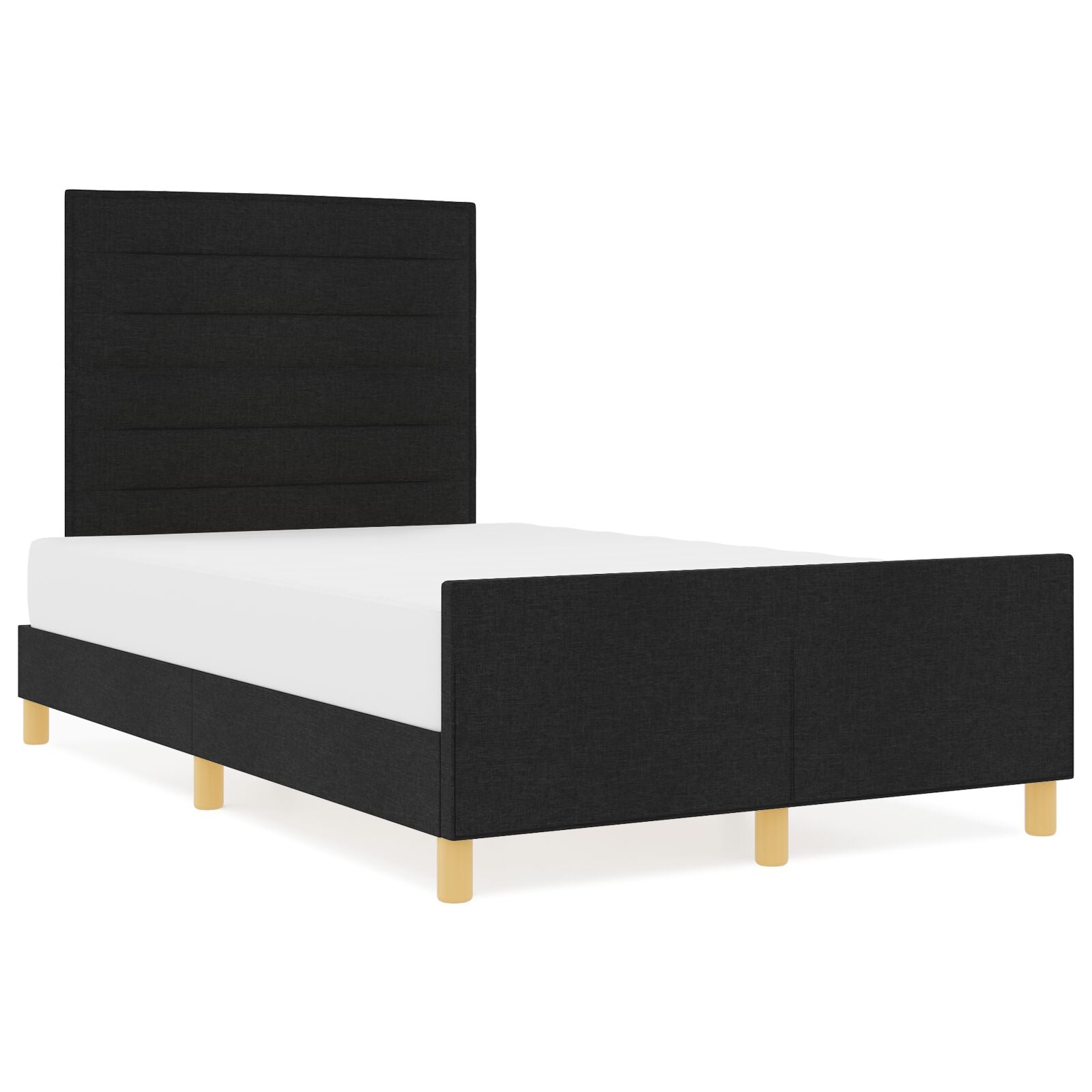 Bed Frame Zwart 120X190 Cm Stof Crème