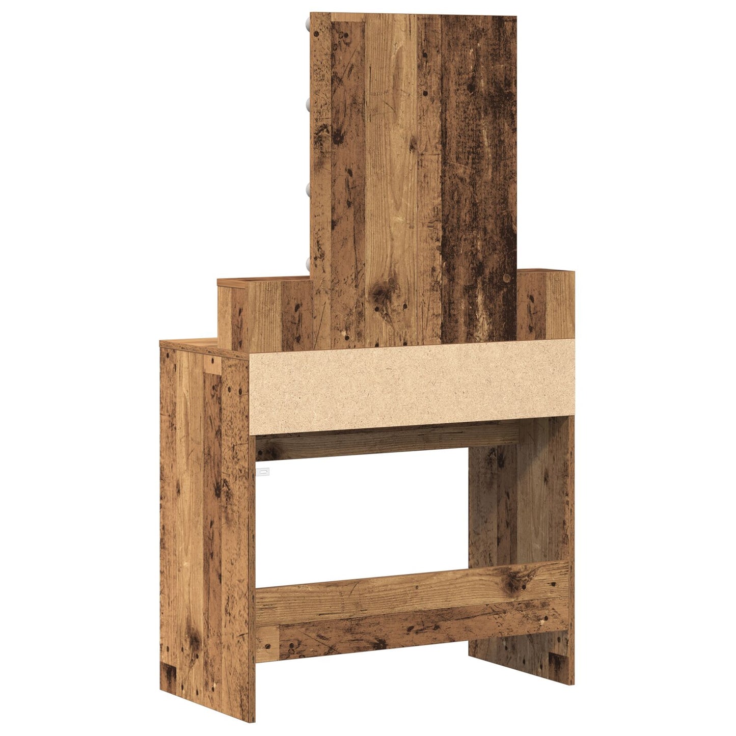 Kaptafel Met Spiegel & Led Verlichting Oud Hout Geengineerd Hout