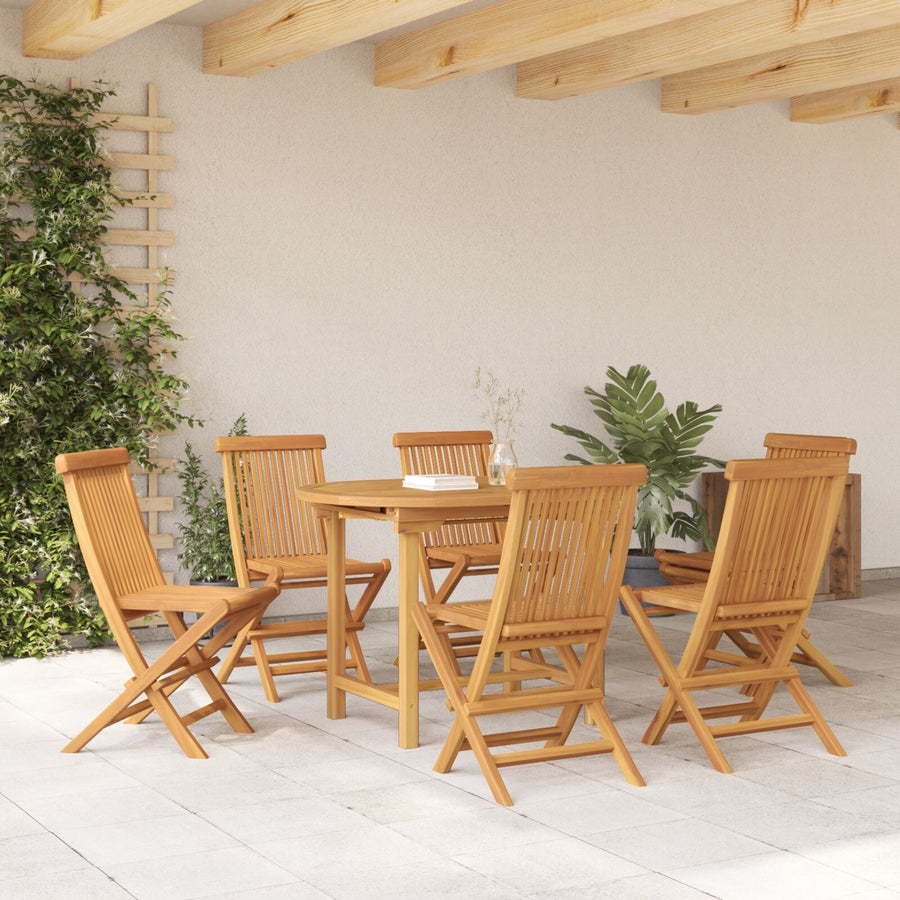 7-Delige Tuin Eettafelset Massief Hout Teak