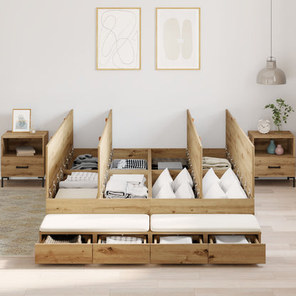 Opbergbedframe Artisan Eiken Bewerkt Hout 236,5 X 150 X 31,5 Cm Artisanaal Eiken
