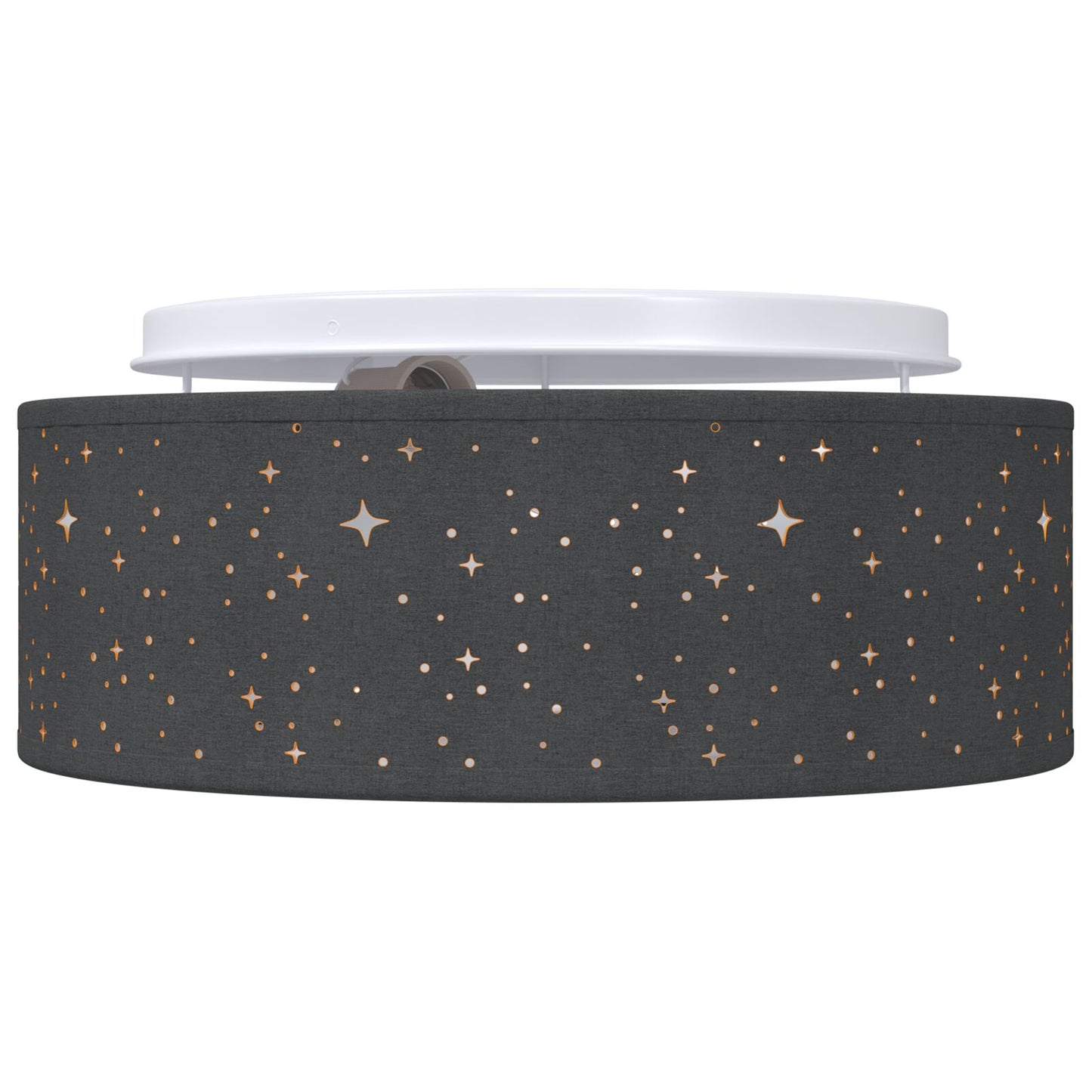 Plafondlampen Met Sterrenlampenkap Ø 30 Cm Stof E27 Ø30 x 13.5 cm Zwart met sterren lampenkap