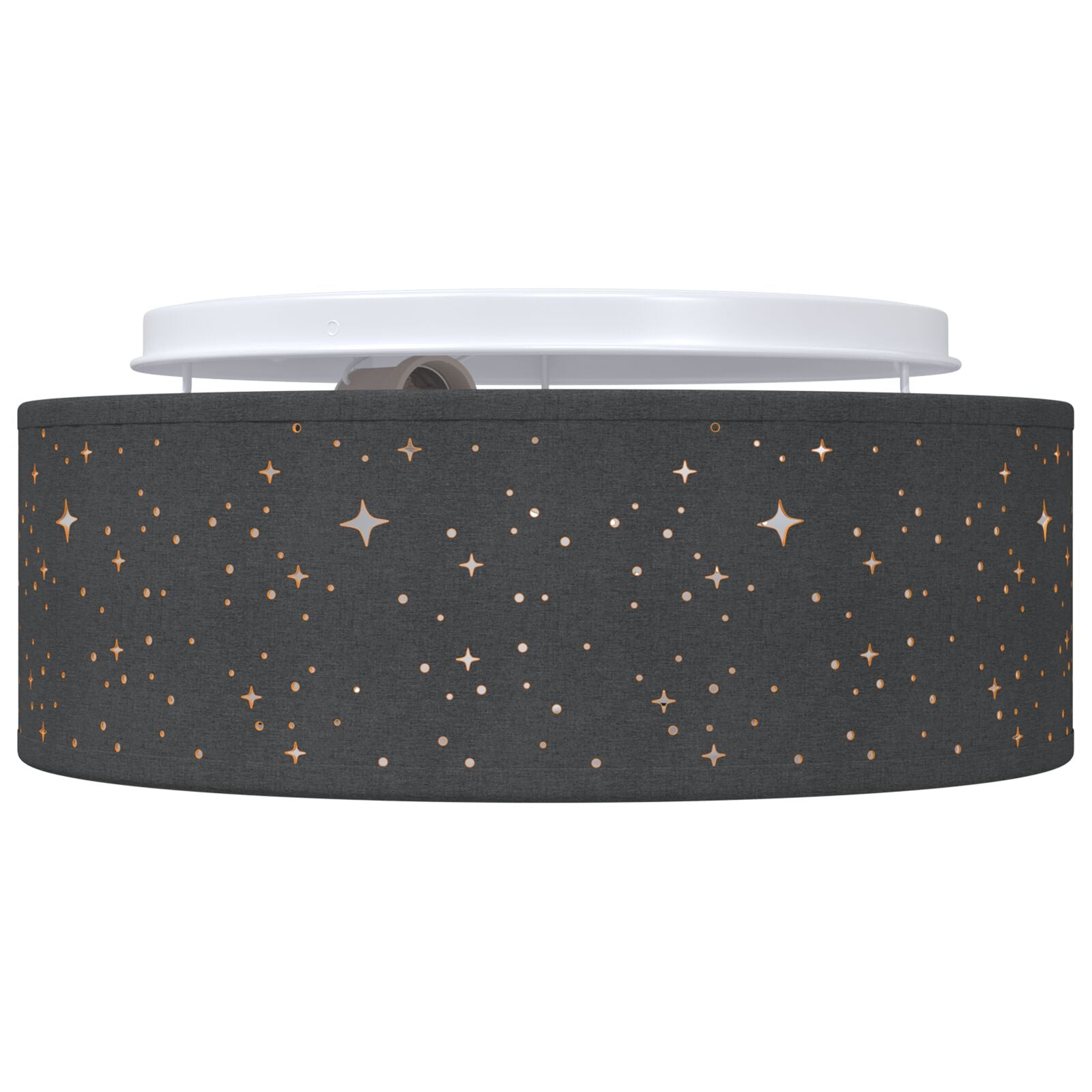 Plafondlampen Met Sterrenlampenkap Ø 30 Cm Stof E27 Ø30 x 13.5 cm Zwart met sterren lampenkap