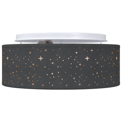 Plafondlampen Met Sterrenlampenkap Ø 30 Cm Stof E27 Ø30 x 13.5 cm Zwart met sterren lampenkap