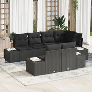 Tuinbankenset poly rattan 7-delig zwart