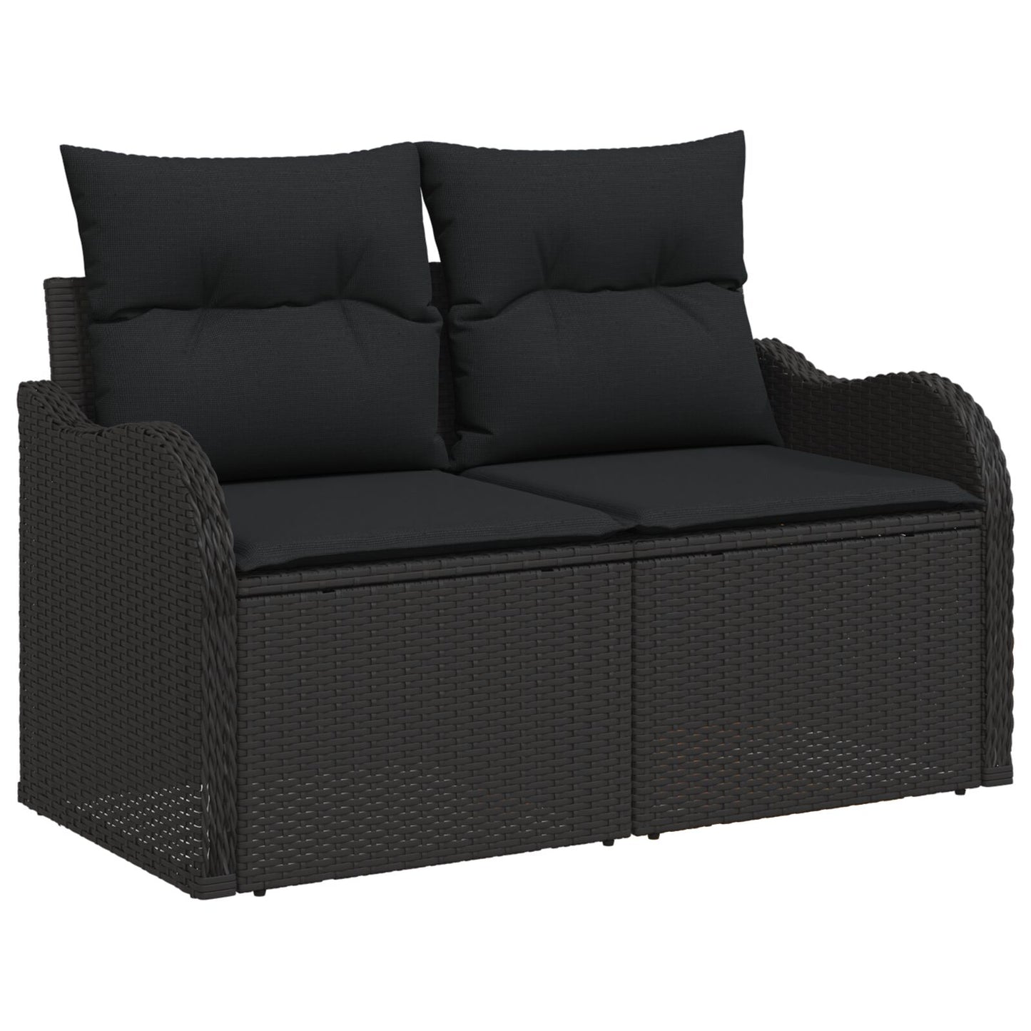 4-Delige Tuin Sofa Set Met Kussens Zwart Poly Rattan, 2-Zits Tuin Sofa Met Opslag & Kussens Zwart Poly Rattan Wit